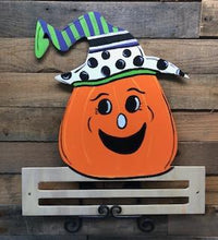 Load image into Gallery viewer, Candy Corn/Pumpkin Witches Hat with Rail
