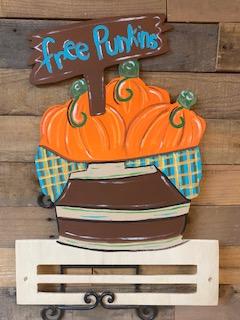 Painted Pumpkin Basket with Rail